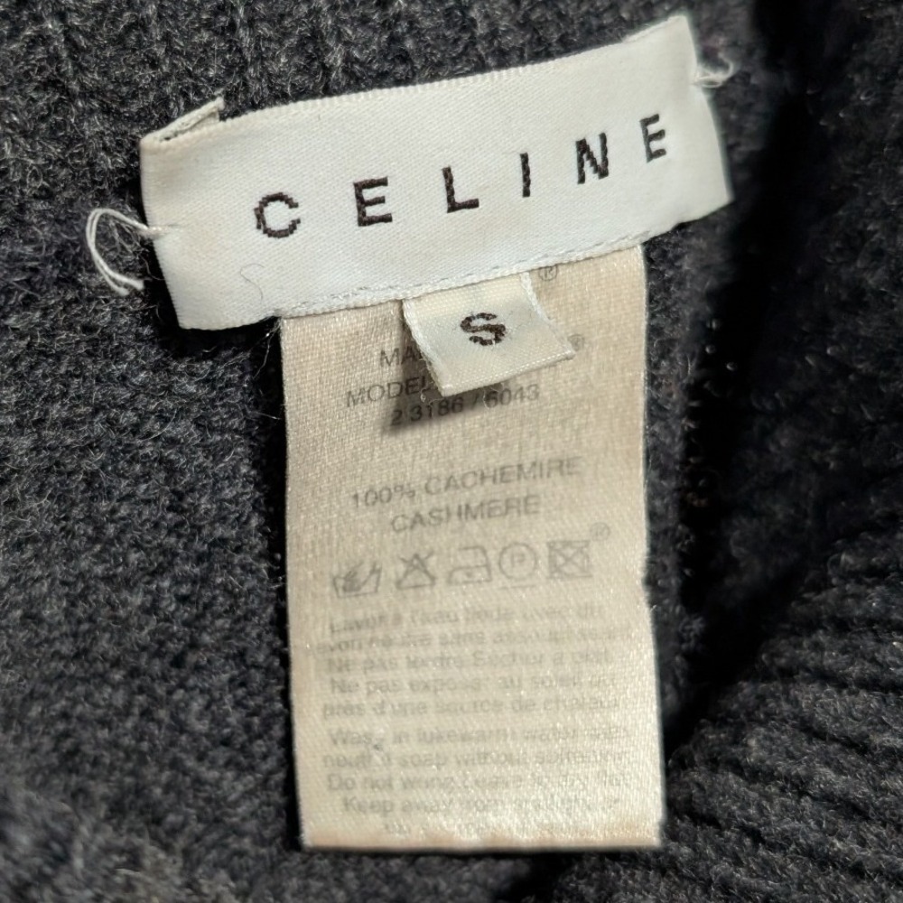 Celine Cashmere Knit Turtle Neck Long Sleeve Sweater Grey Small - Picture 6 of 7